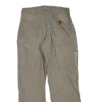CARHARTT Mens Regular Beige Cotton Blend Cargo Trousers W32 L30 Workwear Zip