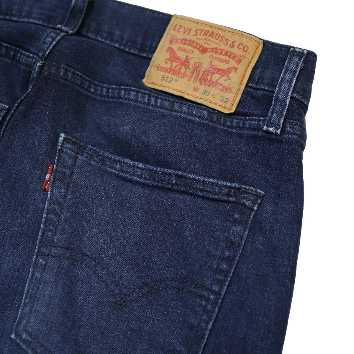 LEVI'S 512 Tapered Mens Jeans Blue Slim Cotton Blend W30 L32 Zip Fastening