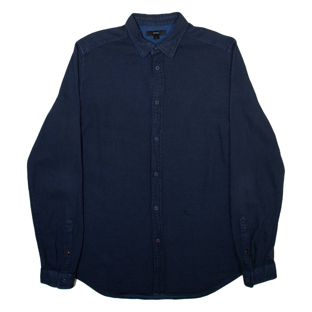 DIESEL Mens Plain Shirt Blue Long Sleeve M