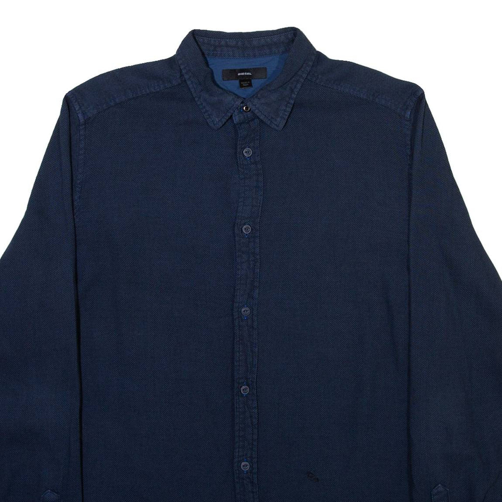 DIESEL Mens Plain Shirt Blue Long Sleeve M