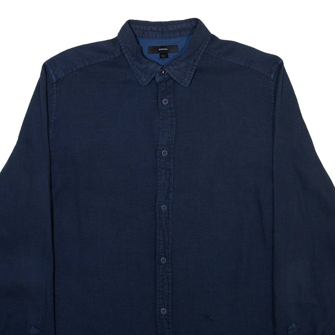 DIESEL Mens Plain Shirt Blue Long Sleeve M