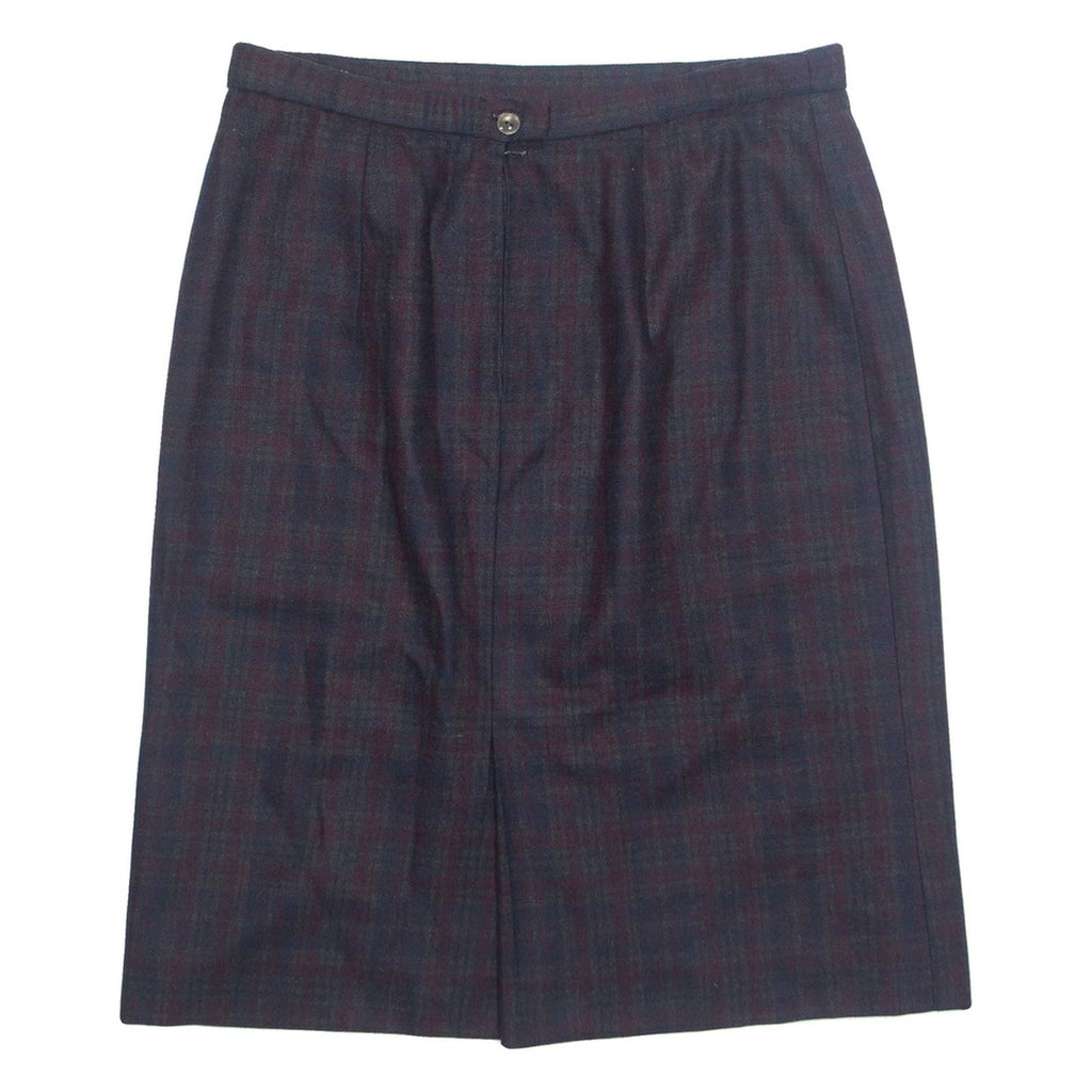 Lined Womens Straight Skirt Blue Knee Length Check L