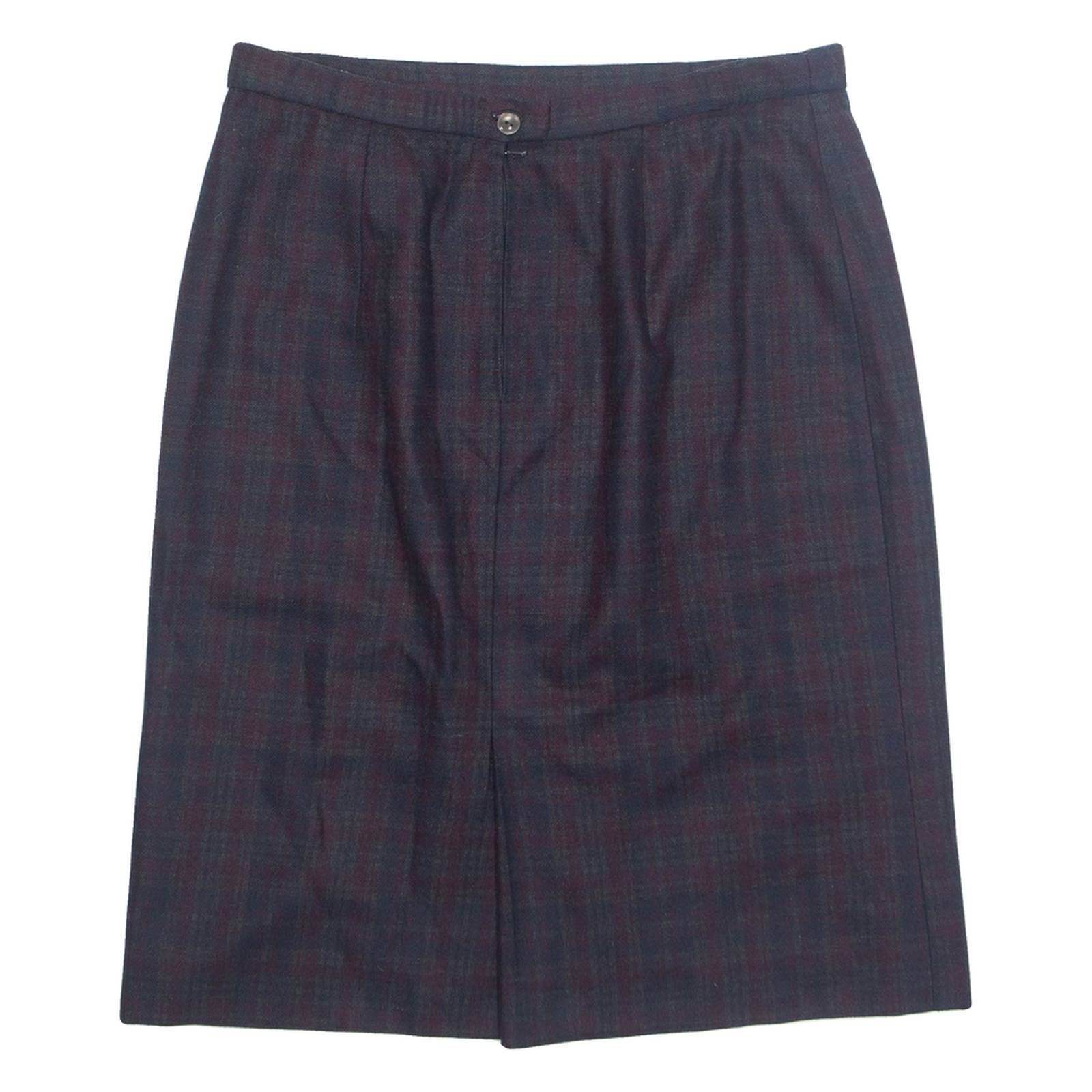 Lined Womens Straight Skirt Blue Knee Length Check L
