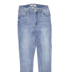 CHICOREE Womens Slim Light Blue Denim Jeans W24 L26 Slim Fit Embroidered Hem