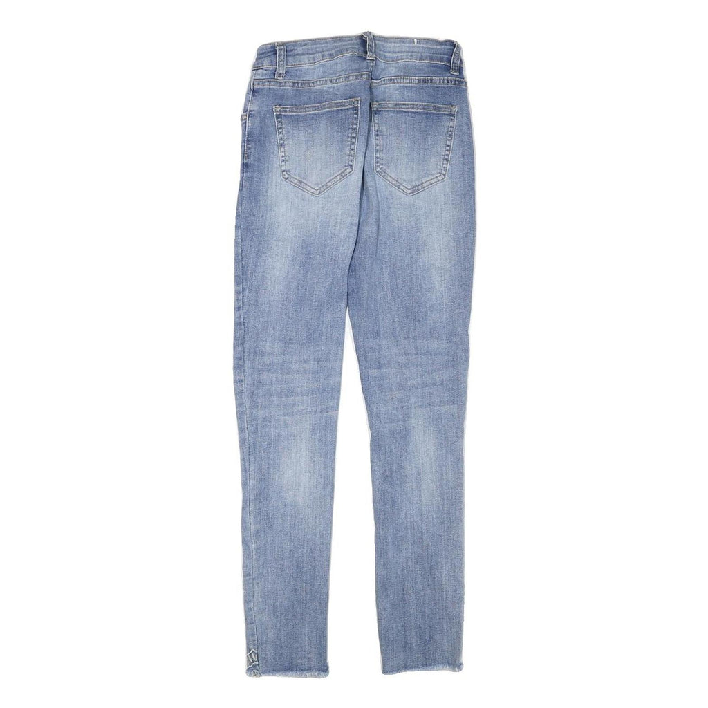 CHICOREE Womens Slim Light Blue Denim Jeans W24 L26 Slim Fit Embroidered Hem