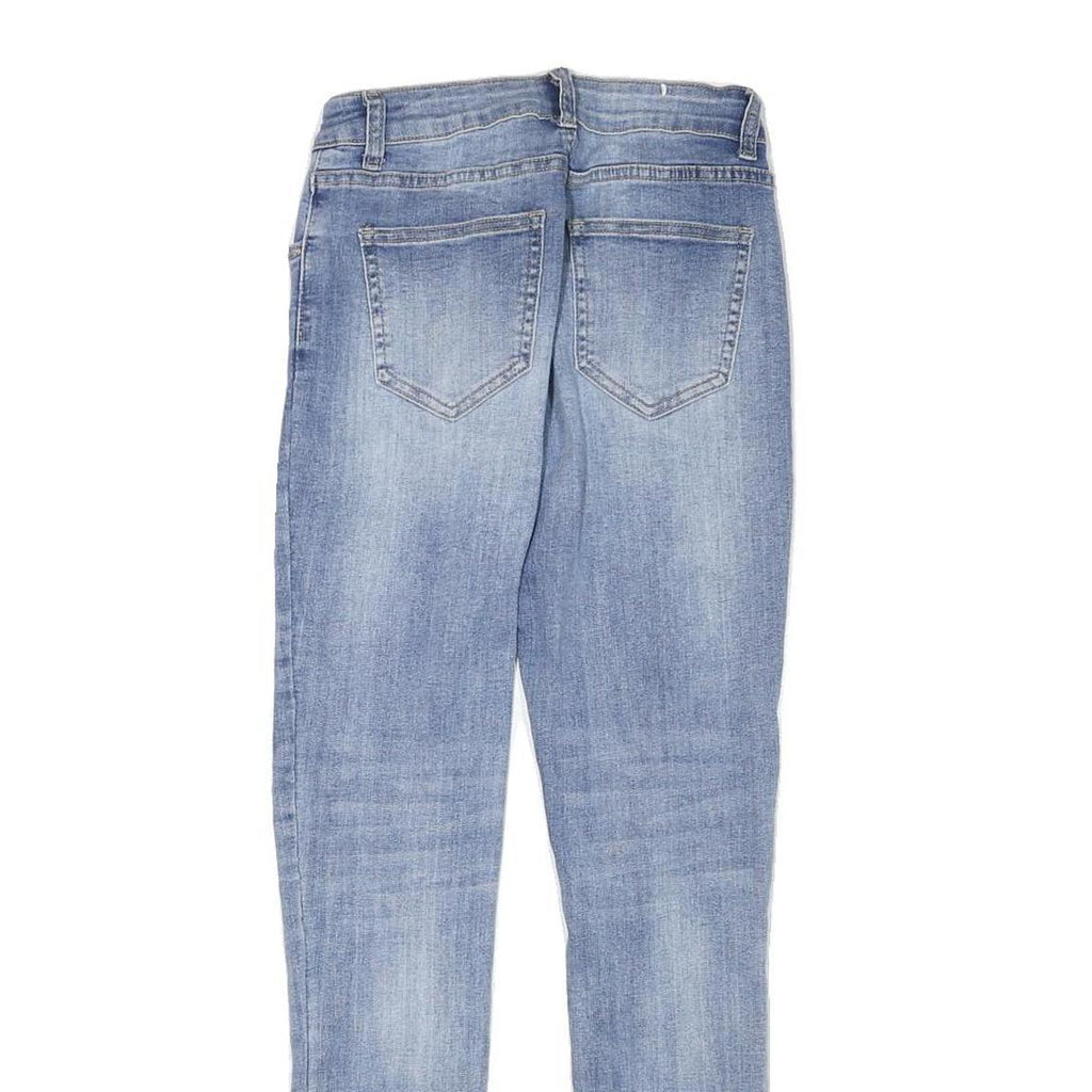 CHICOREE Womens Slim Light Blue Denim Jeans W24 L26 Slim Fit Embroidered Hem