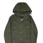 Womens Green Cotton Blend Hooded Zip Up Jacket M Plain Casual Outdoor