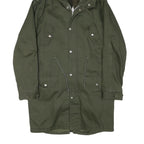 Womens Green Cotton Blend Hooded Zip Up Jacket M Plain Casual Outdoor