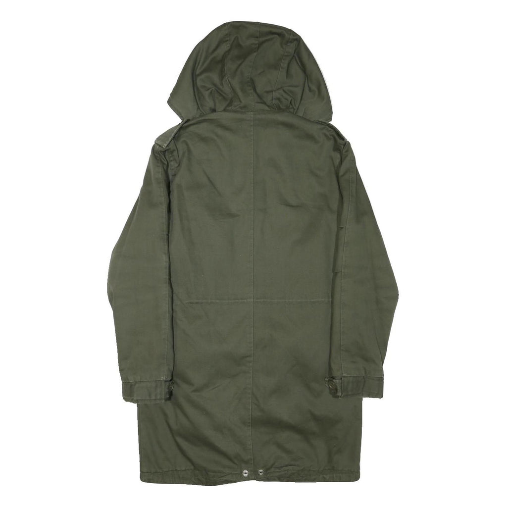 Womens Green Cotton Blend Hooded Zip Up Jacket M Plain Casual Outdoor