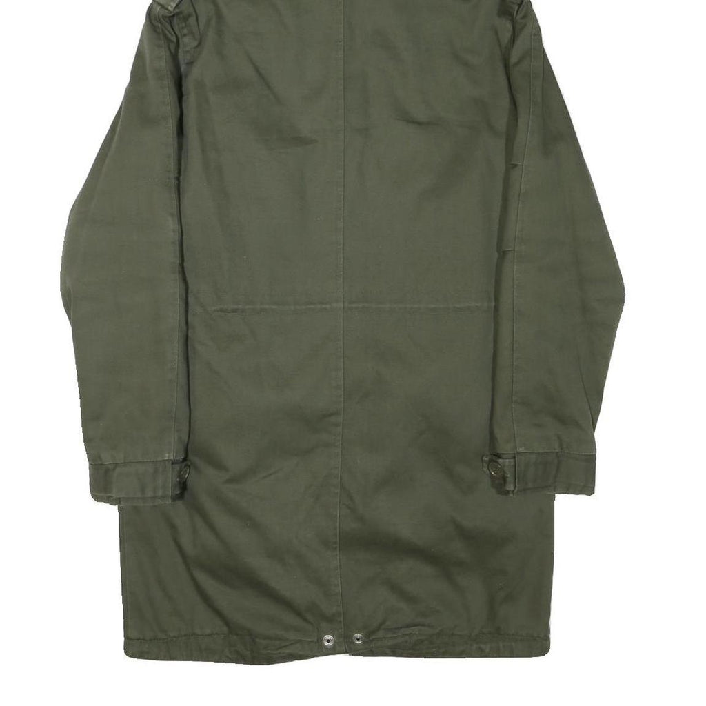 Womens Green Cotton Blend Hooded Zip Up Jacket M Plain Casual Outdoor