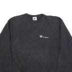 CHAMPION Womens Black Cotton Blend Crew Neck L Sweatshirt Pullover Logo