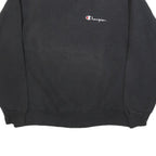 CHAMPION Womens Black Cotton Blend Crew Neck L Sweatshirt Pullover Logo