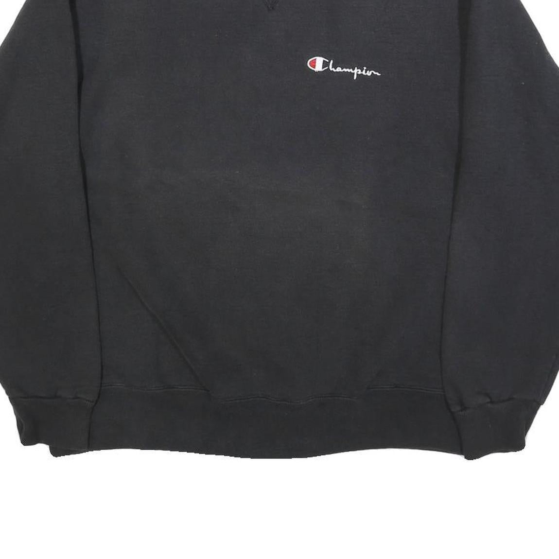 CHAMPION Womens Black Cotton Blend Crew Neck L Sweatshirt Pullover Logo