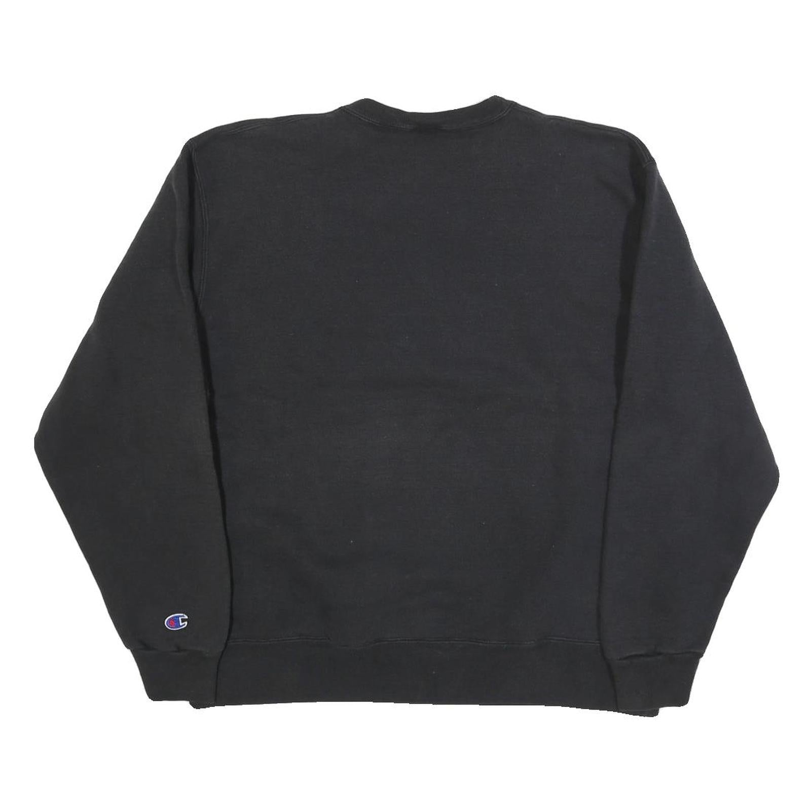 CHAMPION Womens Black Cotton Blend Crew Neck L Sweatshirt Pullover Logo