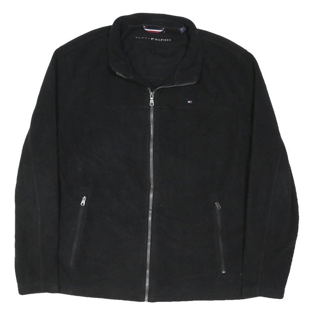 TOMMY HILFIGER Mens Black Jacket 2XL Polyester Blend Zip Plain Classic Comfort