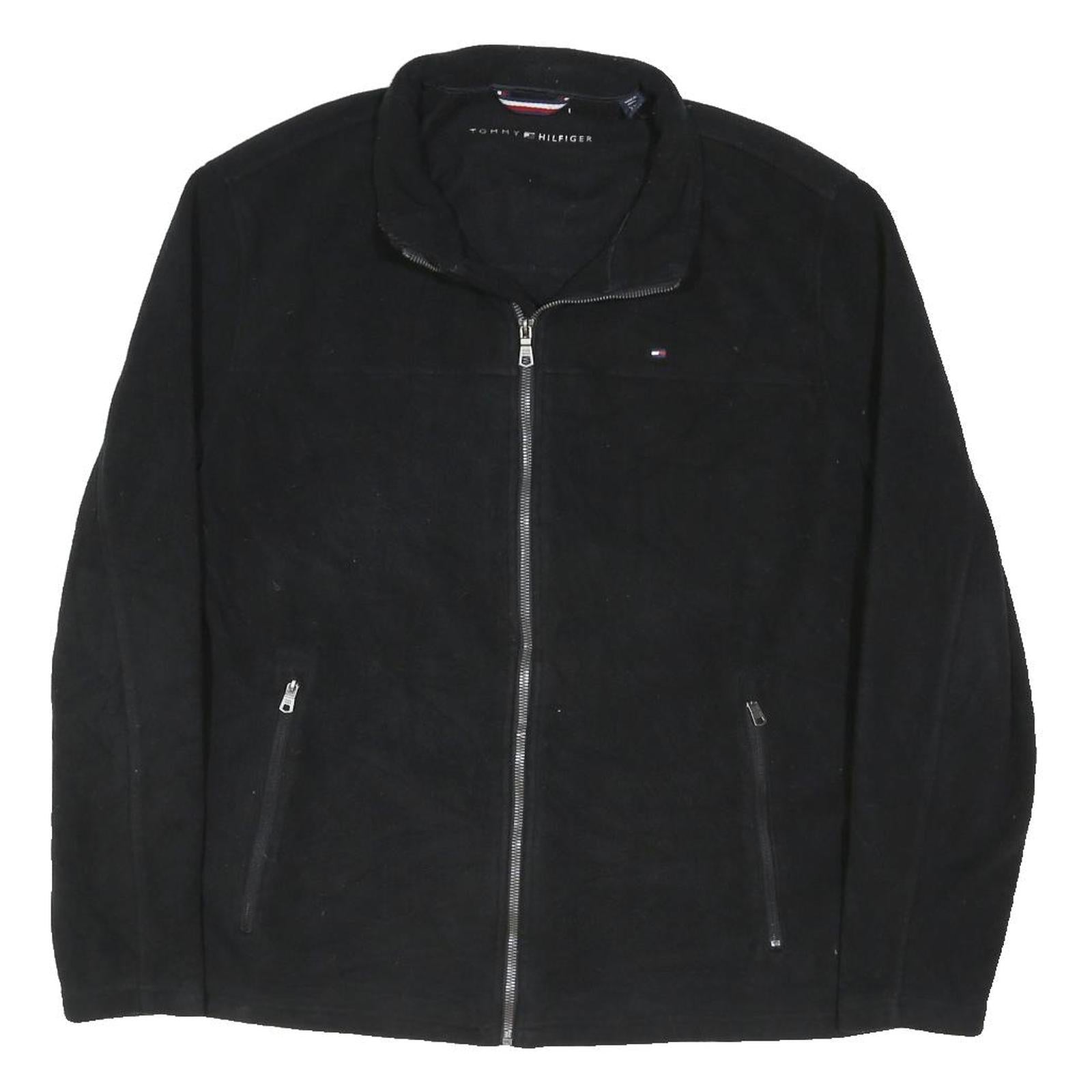 TOMMY HILFIGER Mens Black Jacket 2XL Polyester Blend Zip Plain Classic Comfort