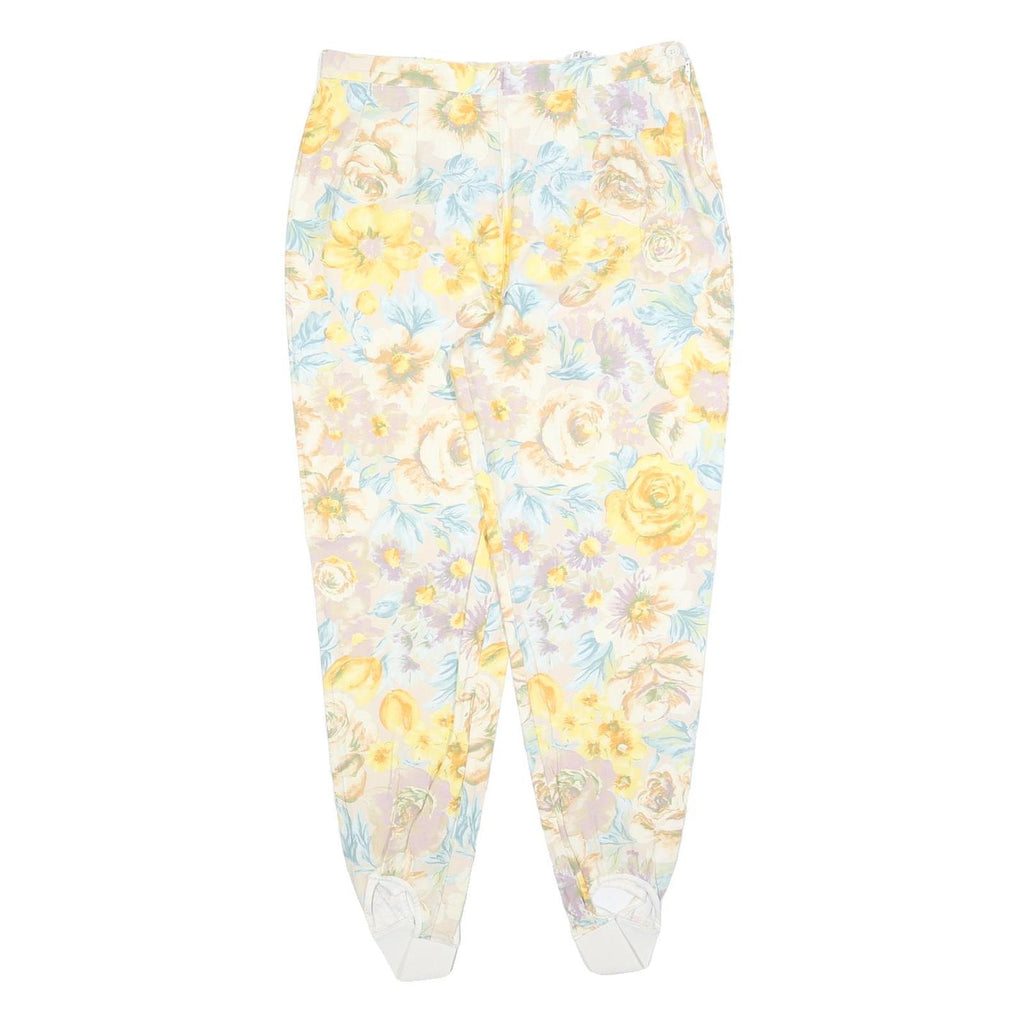 Womens Slim Floral Print Cotton Blend Trousers W30 L27 Zip Closure