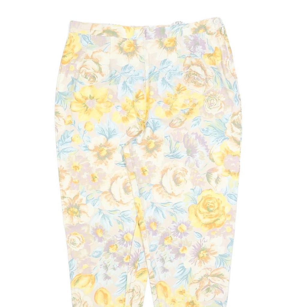 Womens Slim Floral Print Cotton Blend Trousers W30 L27 Zip Closure