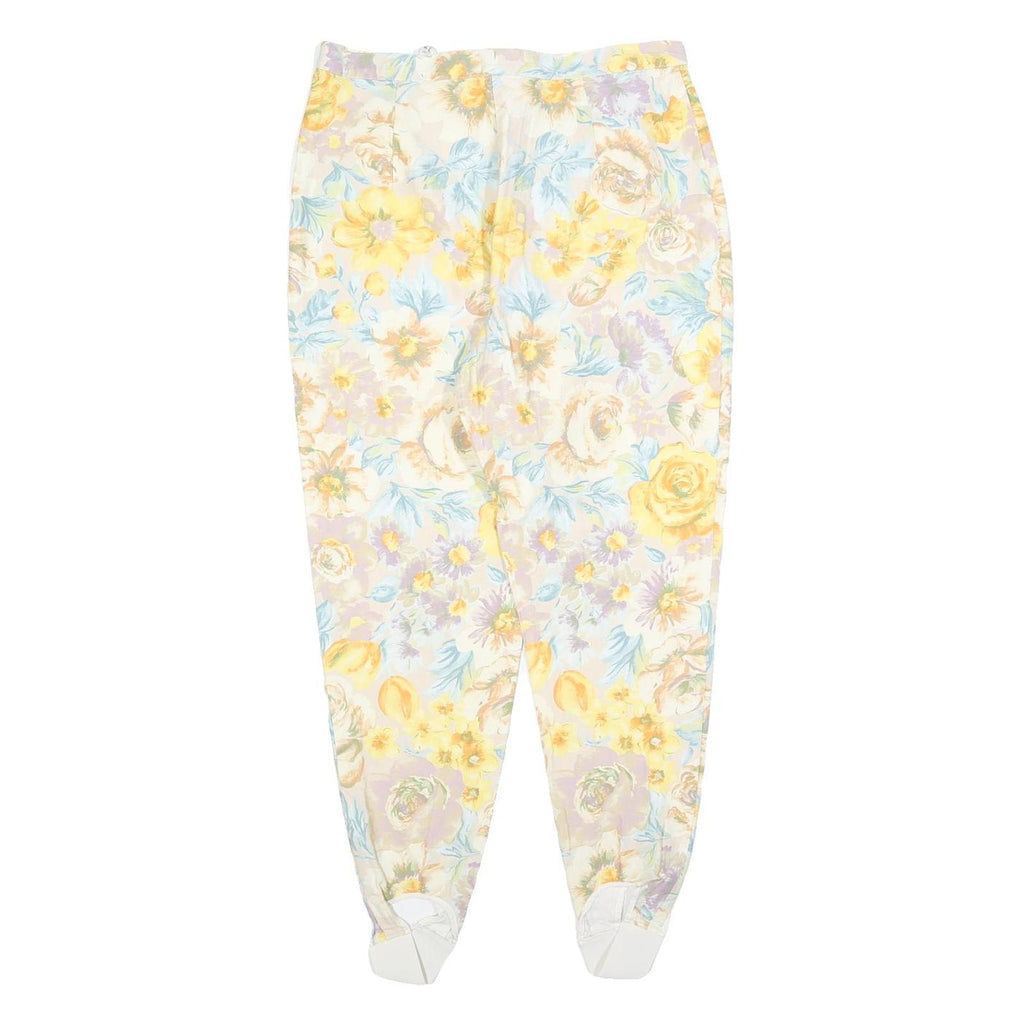 Womens Slim Floral Print Cotton Blend Trousers W30 L27 Zip Closure