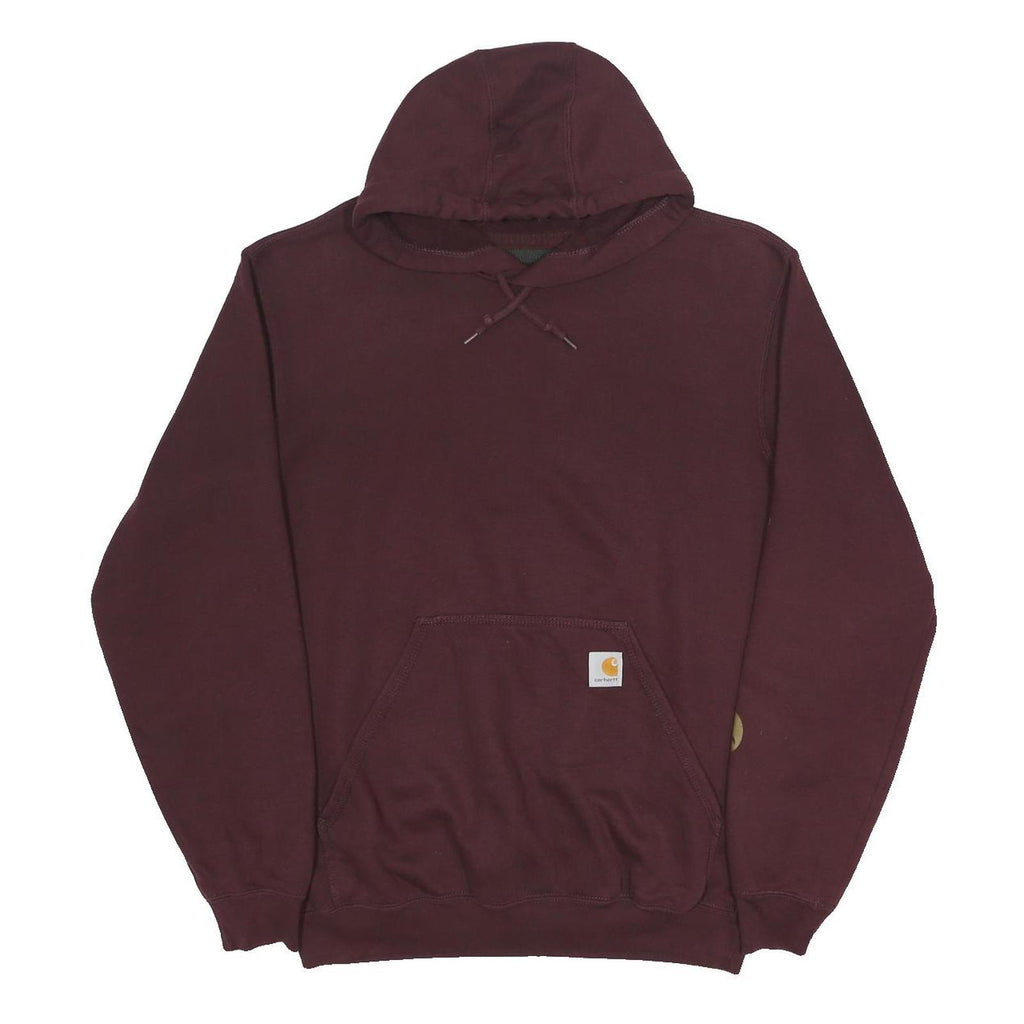CARHARTT Mens Maroon Hoodie S Cotton Blend Logo Print Pullover Sweatshirt