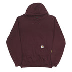CARHARTT Mens Maroon Hoodie S Cotton Blend Logo Print Pullover Sweatshirt