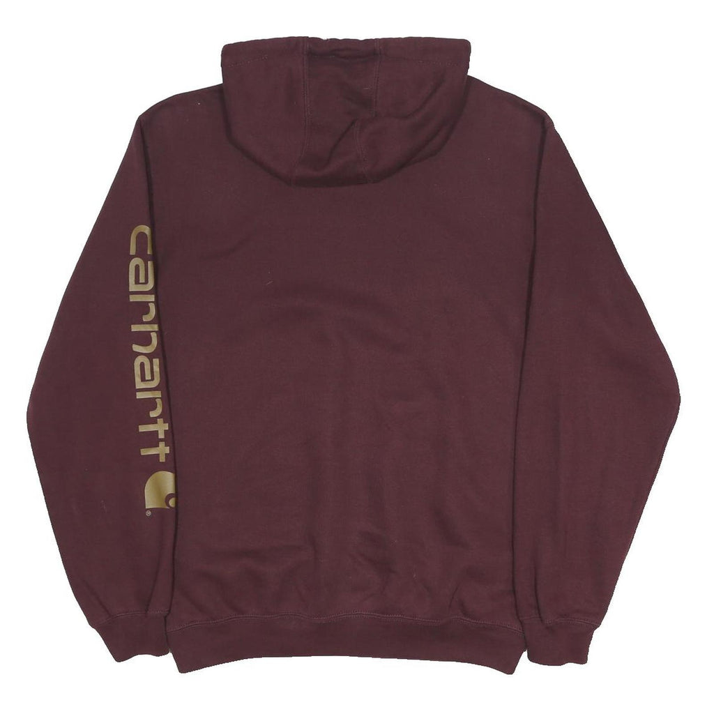 CARHARTT Mens Maroon Hoodie S Cotton Blend Logo Print Pullover Sweatshirt