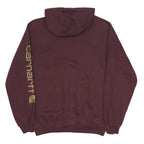 CARHARTT Mens Maroon Hoodie S Cotton Blend Logo Print Pullover Sweatshirt
