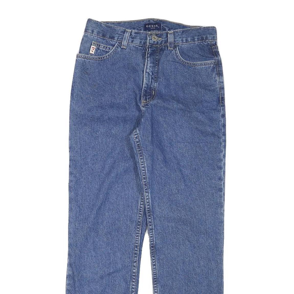 GUESS Womens Blue Regular Straight Denim Rinse W26 L27 Zip Jeans