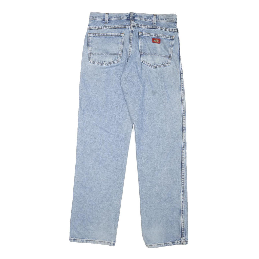 DICKIES Mens Regular Fit Denim Jeans Light Blue W32 L32 Zip Pockets Casual