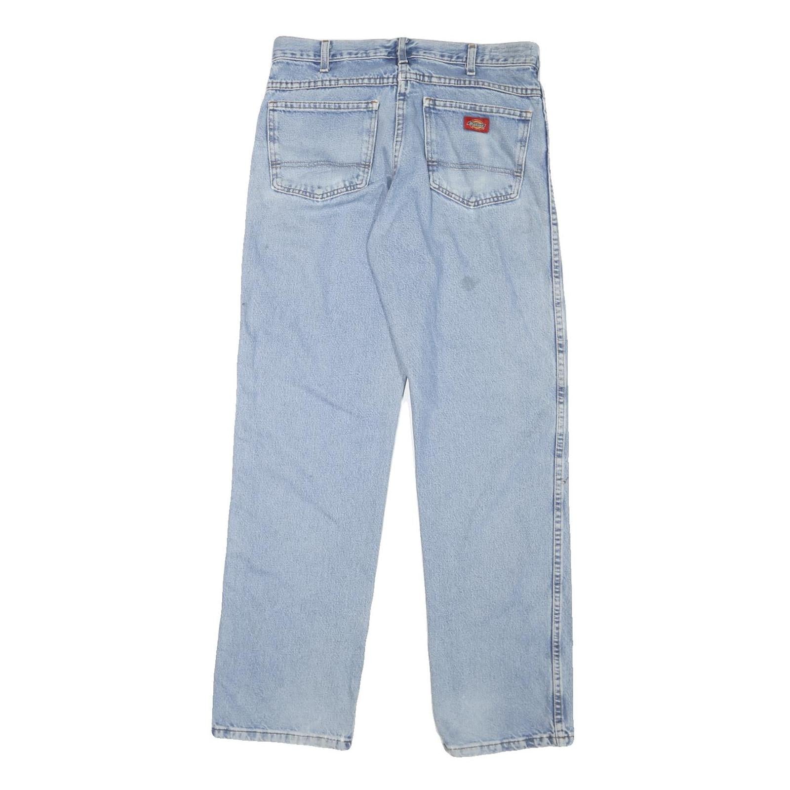 DICKIES Mens Regular Fit Denim Jeans Light Blue W32 L32 Zip Pockets Casual