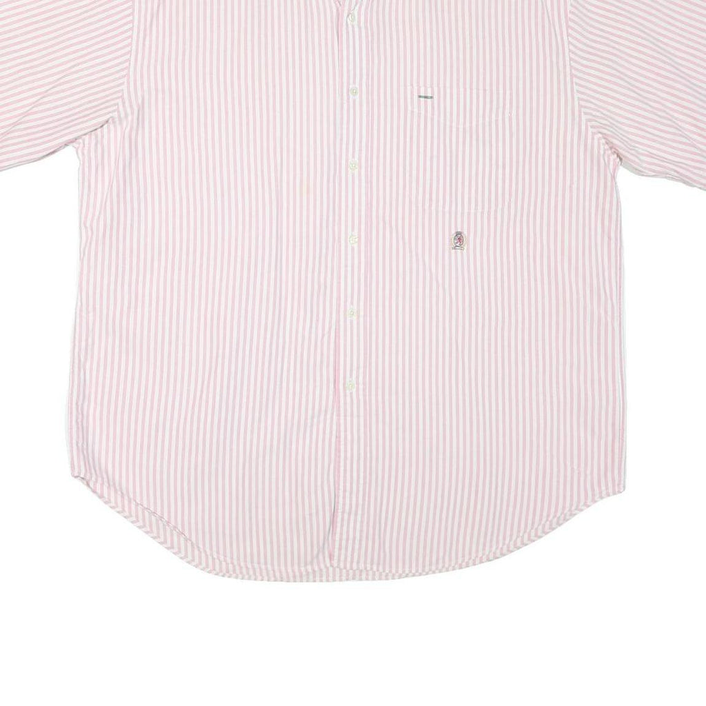 TOMMY HILFIGER Mens Pink & White Striped Shirt XL Button-Down Short Sleeve