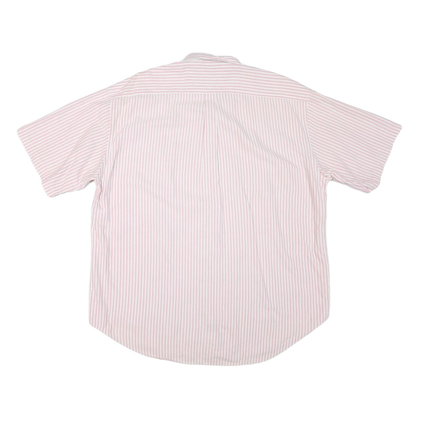 TOMMY HILFIGER Mens Pink & White Striped Shirt XL Button-Down Short Sleeve