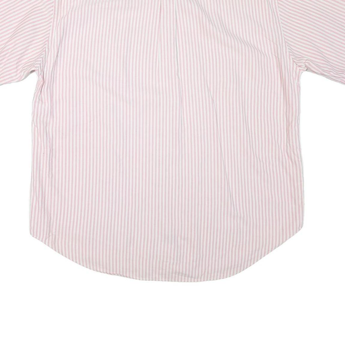 TOMMY HILFIGER Mens Pink & White Striped Shirt XL Button-Down Short Sleeve