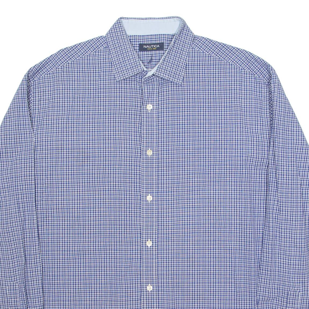 NAUTICA Mens Shirt Blue Check Long Sleeve L