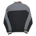 TOMMY HILFIGER Mens Black & Grey Colourblock Track Jacket XS Cotton Blend Zip