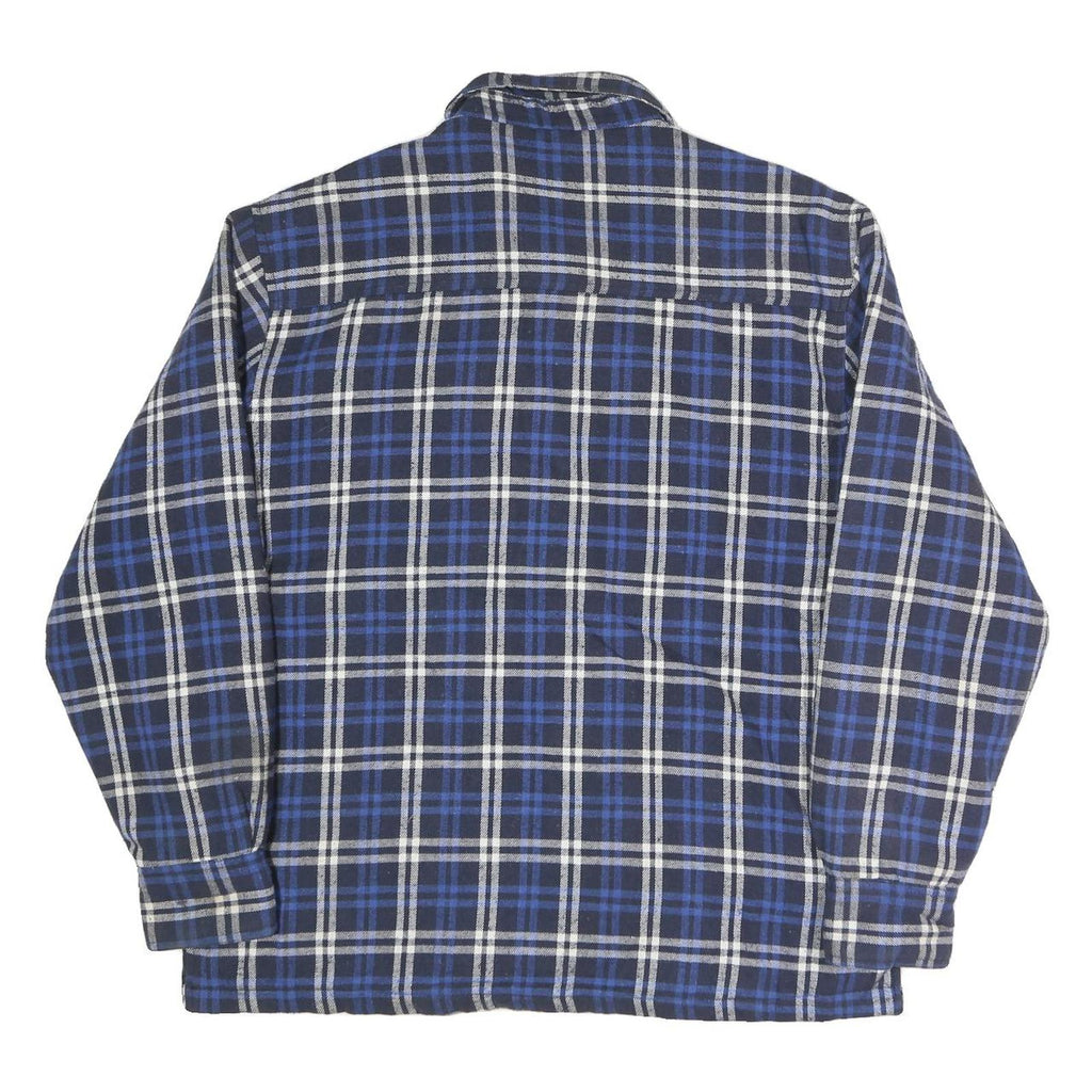 GKSII Mens Blue Black & White Check Cotton Blend Button Jacket L Casual Style