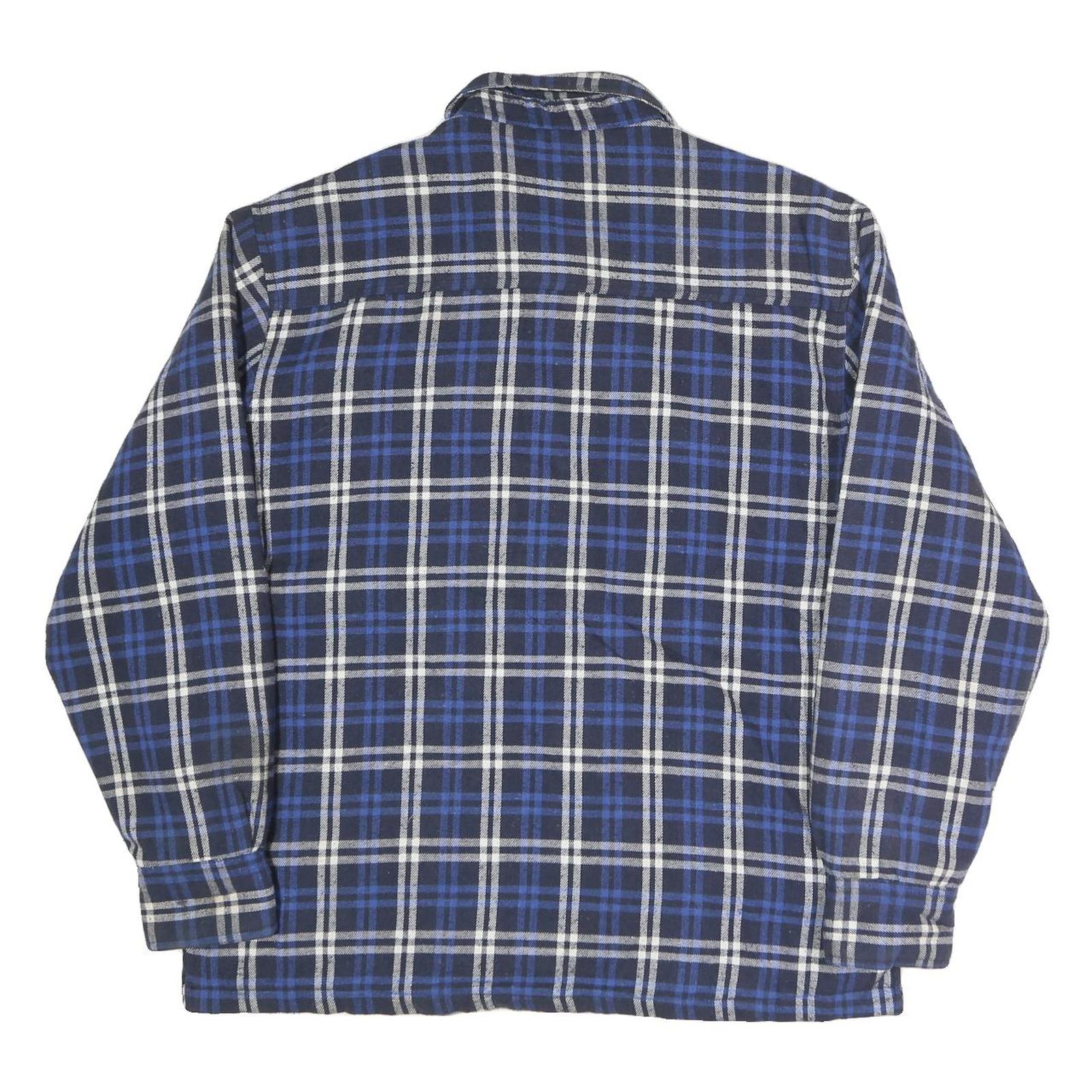 GKSII Mens Blue Black & White Check Cotton Blend Button Jacket L Casual Style