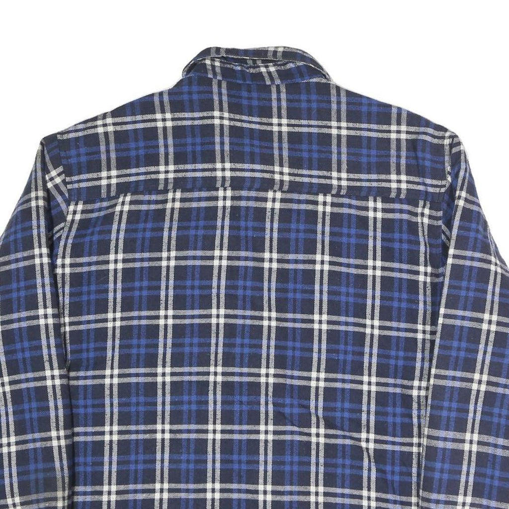 GKSII Mens Blue Black & White Check Cotton Blend Button Jacket L Casual Style
