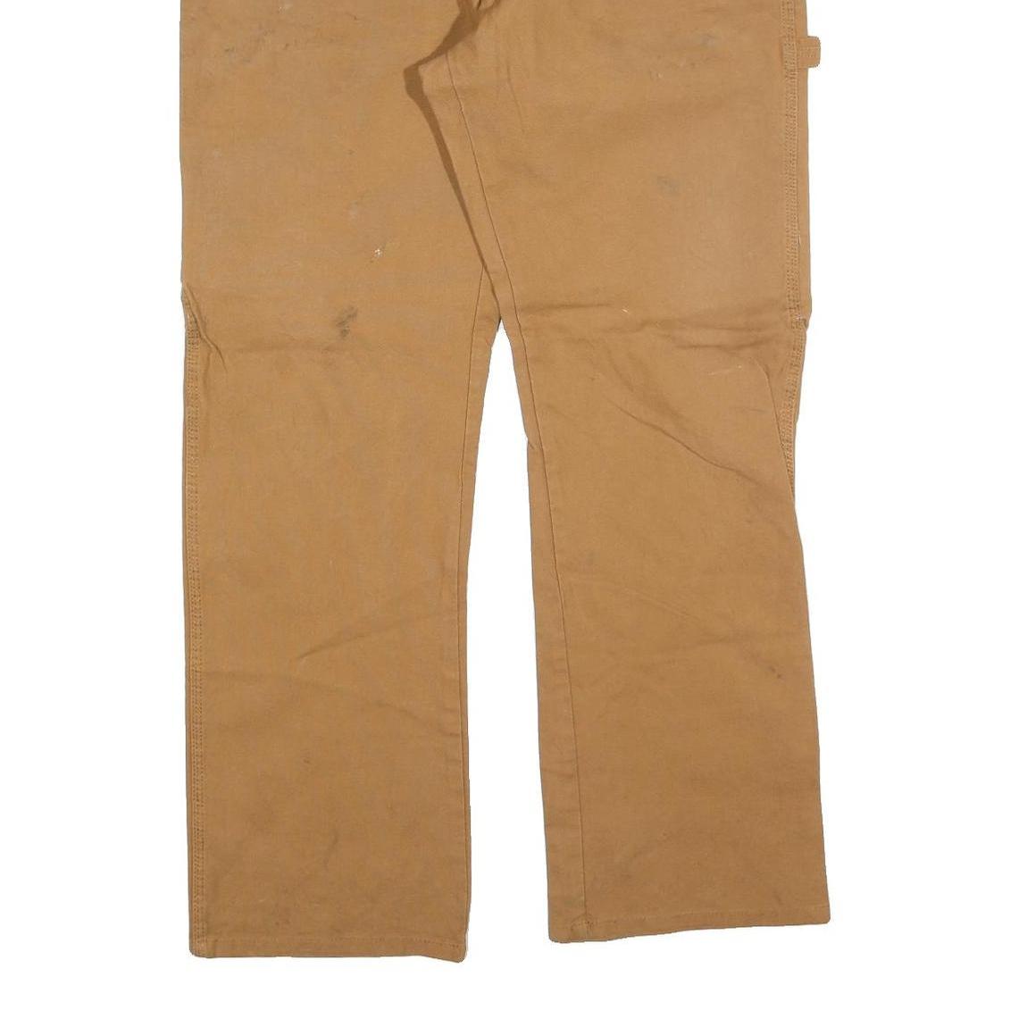 DICKIES Mens Cotton Blend Brown Regular Fit Straight Leg Trousers W36 L32