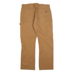 DICKIES Mens Cotton Blend Brown Regular Fit Straight Leg Trousers W36 L32