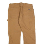 DICKIES Mens Cotton Blend Brown Regular Fit Straight Leg Trousers W36 L32