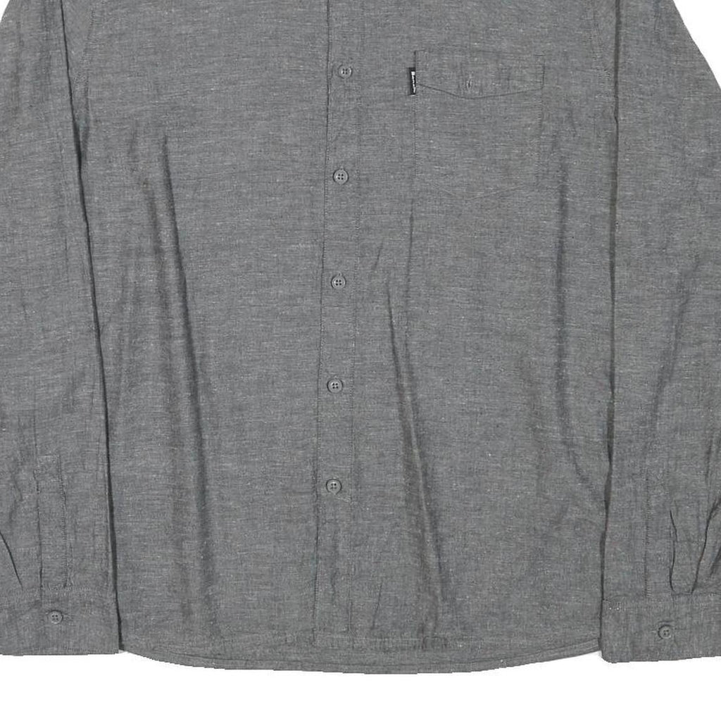 BENCH Mens Grey Cotton Blend Shirt XL Casual Button Front Pocket Long Sleeve