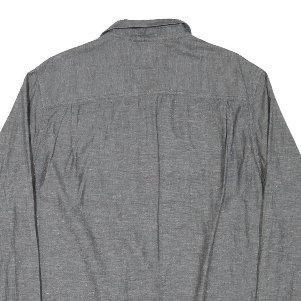 BENCH Mens Grey Cotton Blend Shirt XL Casual Button Front Pocket Long Sleeve