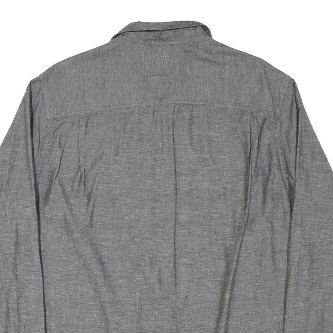 BENCH Mens Grey Cotton Blend Shirt XL Casual Button Front Pocket Long Sleeve