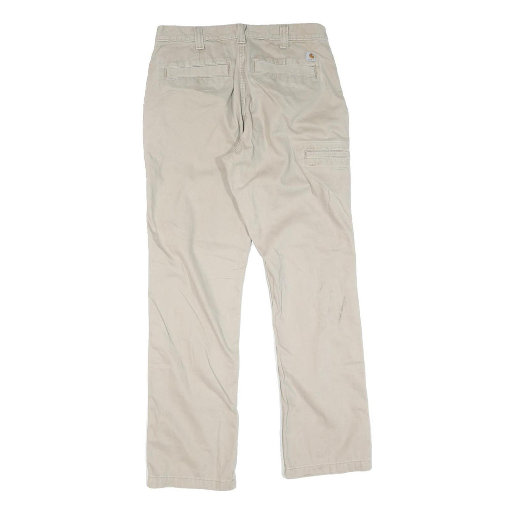 CARHARTT Mens Regular Fit Beige Cotton Trousers W32 L32 Workwear Casual Zip