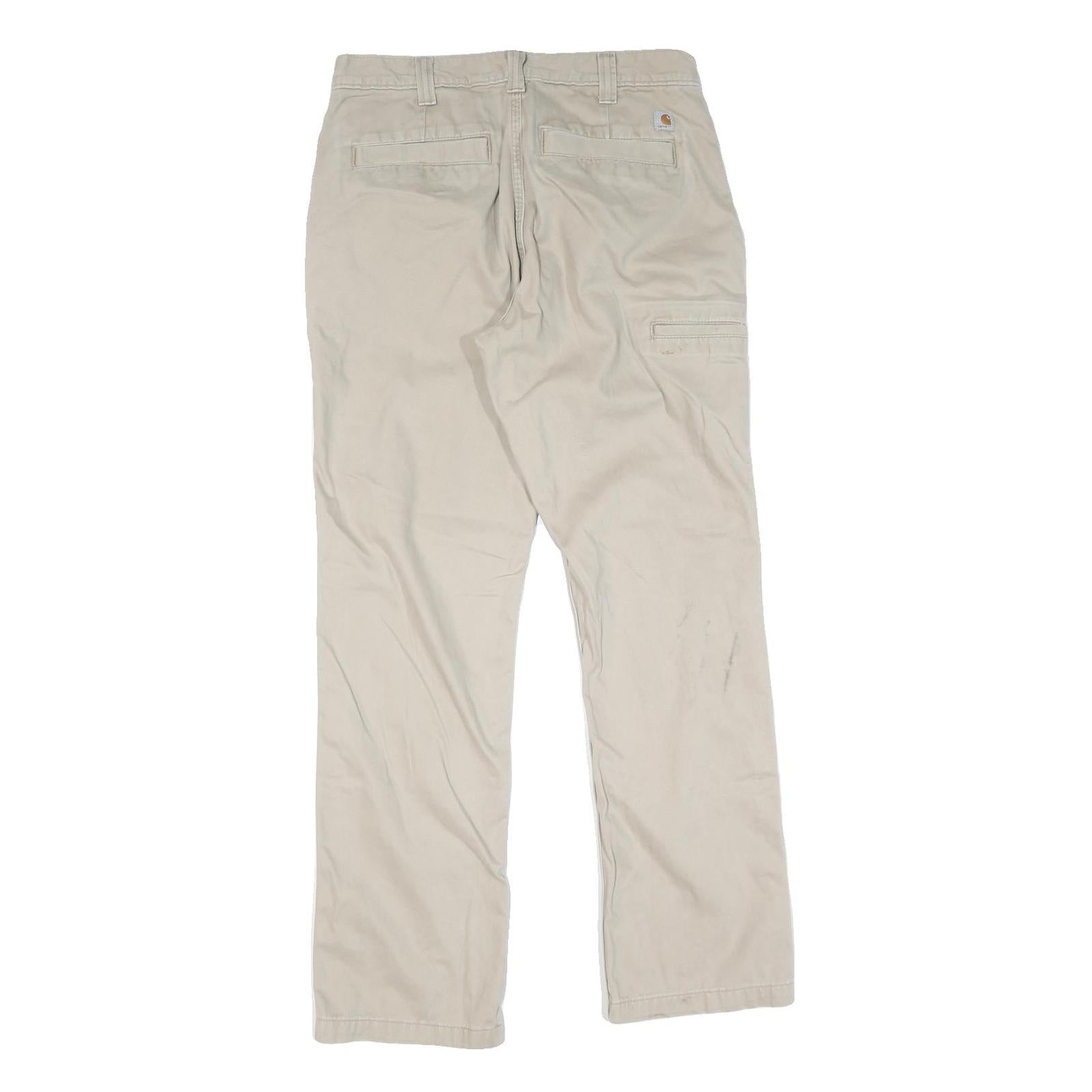 CARHARTT Mens Regular Fit Beige Cotton Trousers W32 L32 Workwear Casual Zip