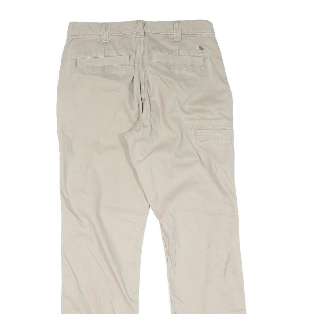 CARHARTT Mens Regular Fit Beige Cotton Trousers W32 L32 Workwear Casual Zip