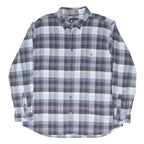 CARHARTT Mens Blue Grey Check Shirt 2XL Cotton Blend Long Sleeve Button Pocket