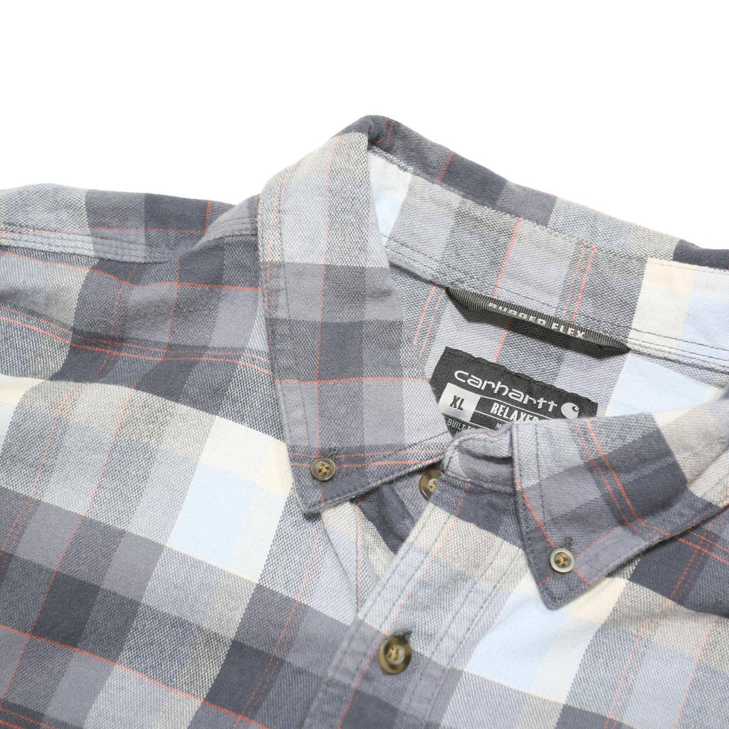 CARHARTT Mens Blue Grey Check Shirt 2XL Cotton Blend Long Sleeve Button Pocket