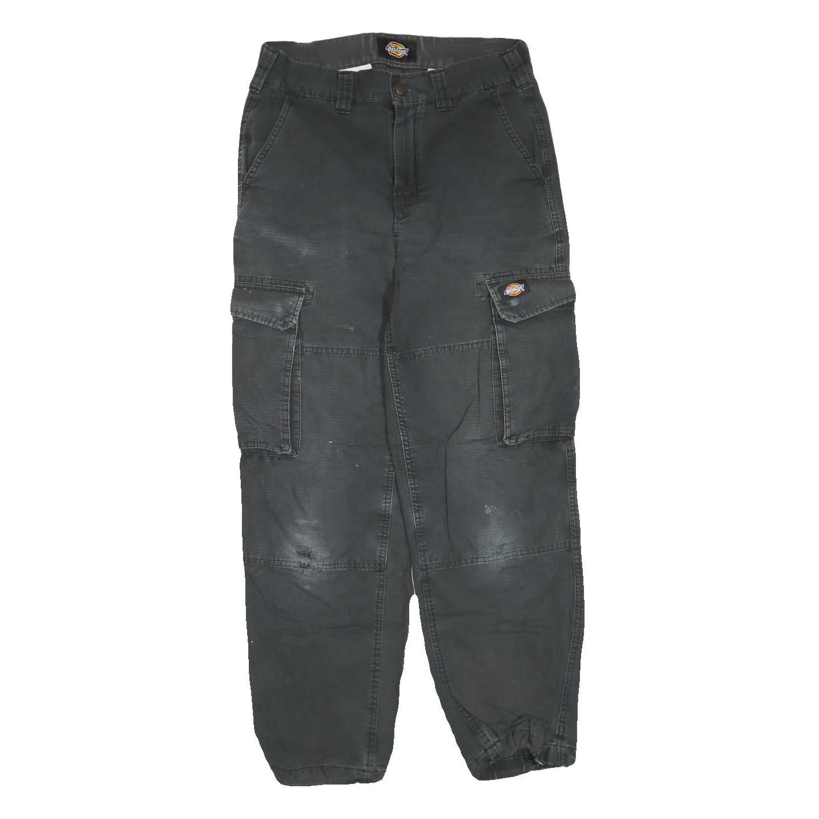 DICKIES Mens Cotton Blend Black Regular Cargo Trousers W30 L29 Workwear